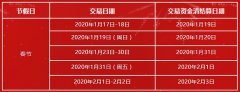 2020年“春节”假期商户资金清结算工作安排的公